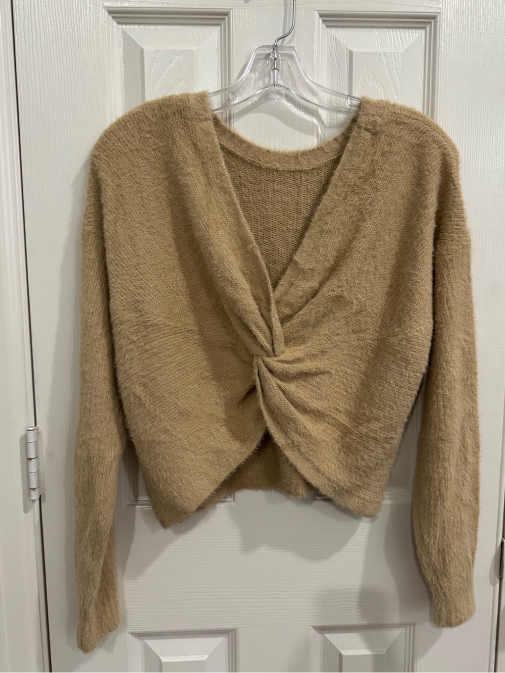 Hollister Twist-Front V-Neck Sweater in Camel